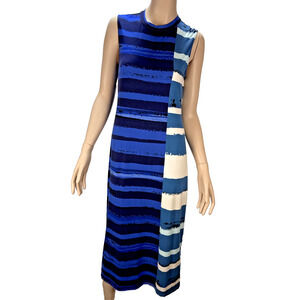 Anthropologie Corey Lynn Calter Striped Midi Dress Size M Blue Ivory Sleeveless